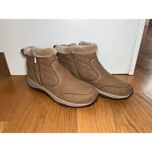 Easy Spirit Boots Womens Size 8 Brown Sevance 2 Faux Fur Ankle Side Zip SEVANCE2